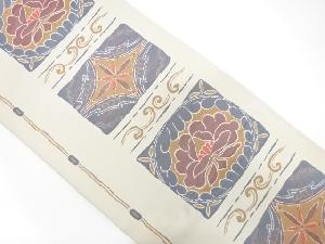 アンティーク　色紙に花模様織出し袋帯（材料）